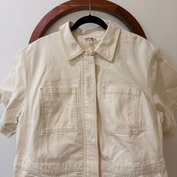 Future Collective Women’s Short Sleeve Utility Romper - Cream Size XXL - Picture 5 of 9